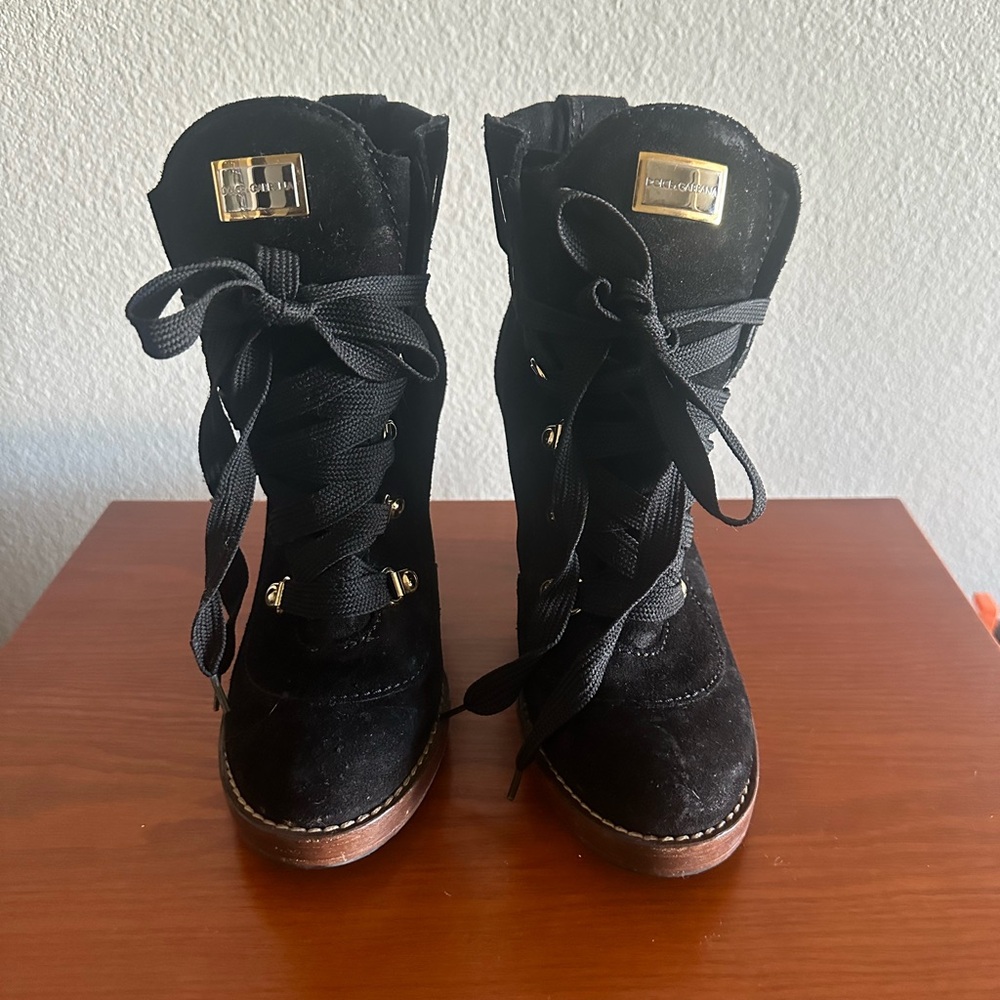 Dolce & Gabbana Suede Lace Up Ankle Boot